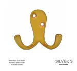 56mm PB Solid Brass Double Robe Hook Polished Brass