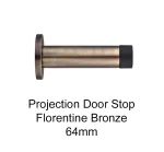 64mm Projection Door Stop on Rose - Florentine Bronze