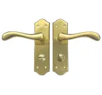 Valletta Lever on plate Door Handles Satin/Polished Brass - WC