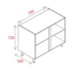 700mm Base Unit - Natural Grey