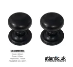 Old English Harrogate Solid Brass Mushroom Mortice Knob on Concealed Fix Rose - Matt Black