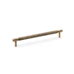 192mm Alexander and Wilks Brunel Knurled T-Bar Cupboard Pull Handle - Antique Brass