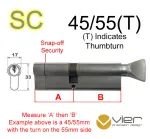 45/55(T) Euro Profile Cylinder & Turn - SC - Keyed Alike