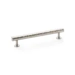 160mm Alexander and Wilks Leila Hammered T-bar Cupboard Pull Handle - Satin Nickel