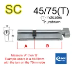 45/75(T) Euro Profile Cylinder & Turn - NP Keyed to Differ - ASEC