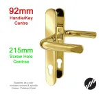 215mm 2 Screw Centres Door Handle. 92mm PZ. Polished Gold