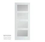 4 Panel White Primed Shaker Style Door - Glazed Frosted