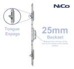 940mm Tongue Espag Window Lock - 25mm Backset