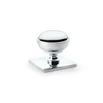 Alexander and Wilks Quantock Cupboard Knob on Square Backplate - Polished Chrome
