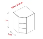 600mm Corner Wall Unit - Natural Grey