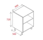 600mm Base Unit - Natural Grey