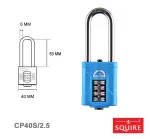 Squire 40mm Long Shackle 4 Wheel Combination Pad Lock Marine Grade