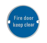 Fire Door Keep Clear 76mm Circular Sign SAA