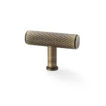 Alexander and Wilks Crispin Knurled T-bar Cupboard Knob - Antique Brass