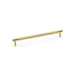 224mm Alexander and Wilks Brunel Knurled T-Bar Cupboard Pull Handle - Satin Brass PVD