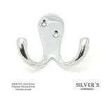 56mm CP Solid Brass Double Robe Hook Polished Chrome