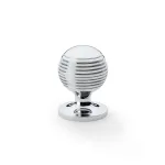 32mm Alexander and Wilks Caesar Cupboard Knob on Round Rose - Polished Chrome