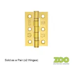 76 x 50mm Ball Bearing Hinge PVD-Brass Zoo Hardware
