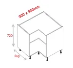 Corner Base Unit 900mm x 900mm - Natural Grey