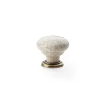 34mm Alexander and Wilks Ceramic Cupboard Knob Cream Crackle & Antique Bronze