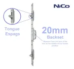 1140mm Tongue Espag Window Lock - 20mm Backset
