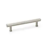 128mm Alexander and Wilks Crispin Knurled T-bar Cupboard Pull Handle - Satin Nickel