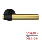 STUDIO SELECT ER90A2 Lever on Round Rose Door Handles - Karcher Cosmos Black / Satin Brass