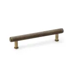 128mm Alexander and Wilks Crispin Knurled T-bar Cupboard Pull Handle - Antique Brass