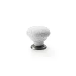 34mm Alexander and Wilks Ceramic Cupboard Knob White/Grey Crackle Ceramic and Antique Nickel