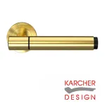 STUDIO SELECT ER90B3 Lever on Round Rose Door Handles - Karcher Satin Brass / Cosmos Black
