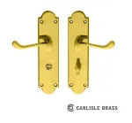 Large Bathroom Victorian Scroll Lever on Shaped Backplate - Polished Brass