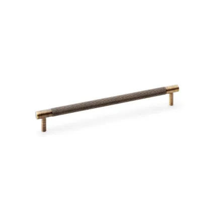 224mm Alexander and Wilks Brunel Knurled T-Bar Cupboard Pull Handle - Antique Brass