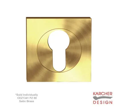 Square Karcher Euro Profile Escutcheon Satin Brass