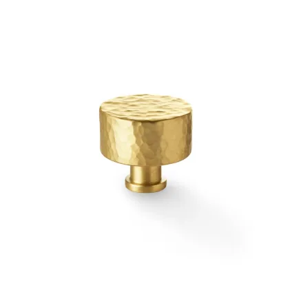 35mm Alexander and Wilks Leila Hammered Cupboard Knob - Satin Brass