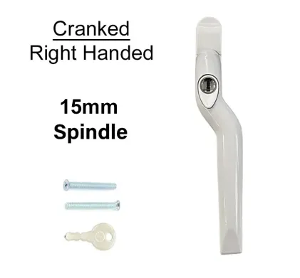 15mm Cranked Espag Window handle White - Right Handed