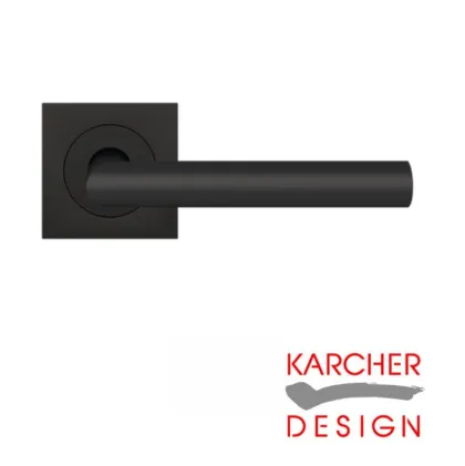Rhodos Lever on Square Rose Door Handles - Karcher Cosmos Black