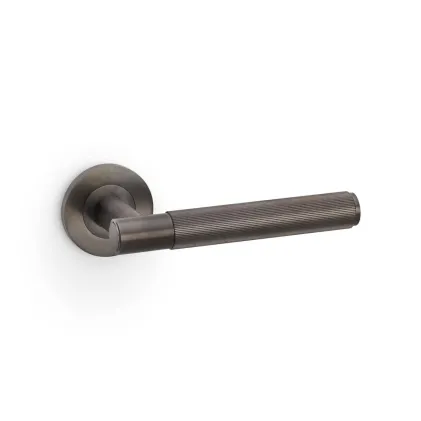 Alexander and Wilks Spitfire Reeded Lever on Round Rose - Dark Bronze PVD
