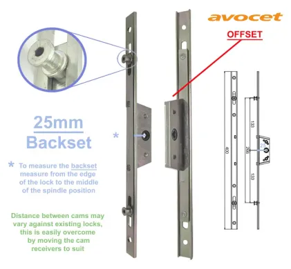 25mm Backset Avocet 400mm Offset Espag Window Lock