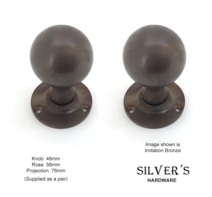 HAND FORGED SOLID Imitation Bronze Ball Mortice Knobs 48mm