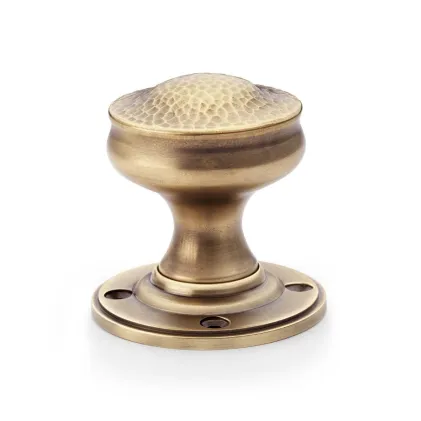 Alexander and Wilks Hammered Mortice Door Knob - Antique Brass