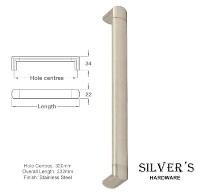 Argyll Cupboard Handle Stainless Steel - 320mm C/C