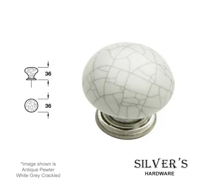 Edstone Cupboard Knob Ant. Pewter / White Grey Crackled