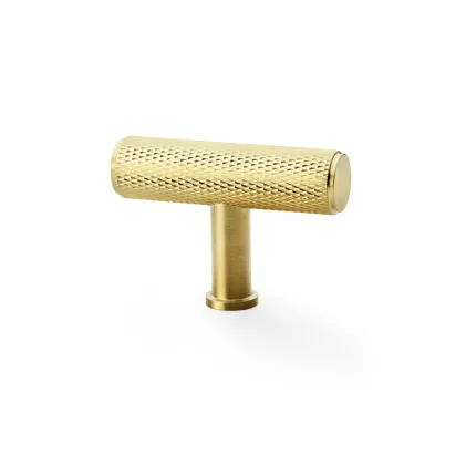 Alexander and Wilks Crispin Knurled T-bar Cupboard Knob - Satin Brass PVD
