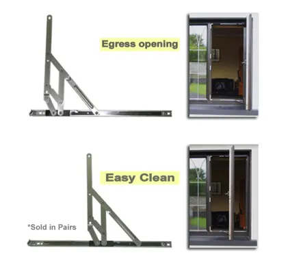 Pair of Egress Easy Clean Side Hung Window Hinges 13mm