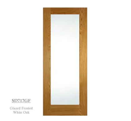 1 Panel Lacquered Shaker Style Door White Oak - Glazed Frosted
