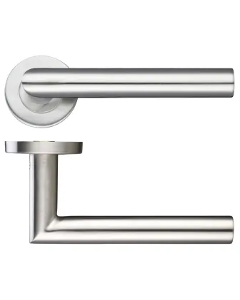 Mitred Lever on Rose Door Handles Stainless Steel