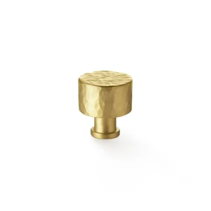 30mm Alexander and Wilks Leila Hammered Cupboard Knob - Satin Brass