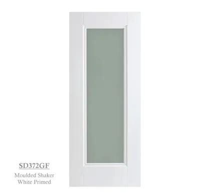 Moulded Shaker Style Door White Primed - Glazed Frosted