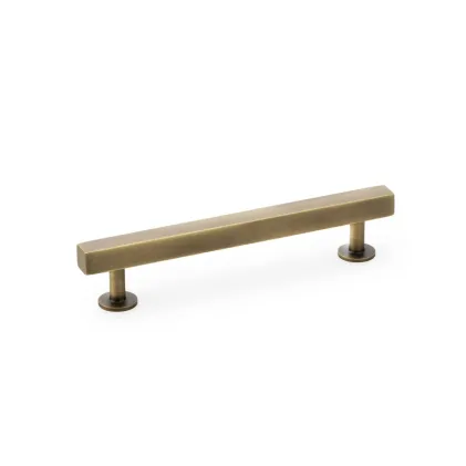 128mm Alexander and Wilks Square T-Bar Cupboard Pull Handle - Antique Brass