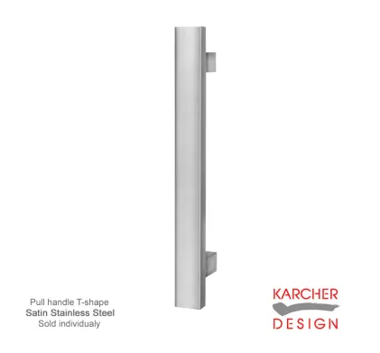 Karcher Square Pull handle T-shape Satin Stainless Steel - 300mm Centres